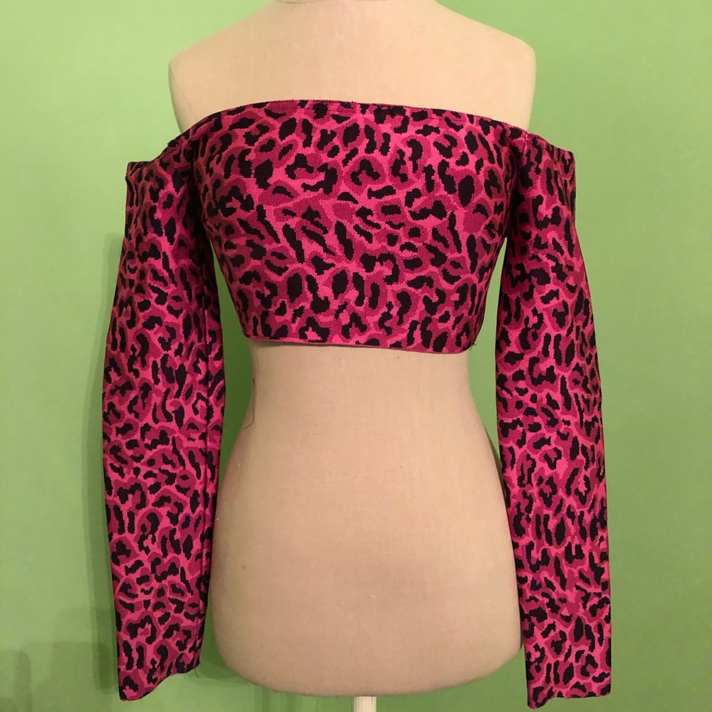 Mistress Rocks Pink Leopard Crop Top